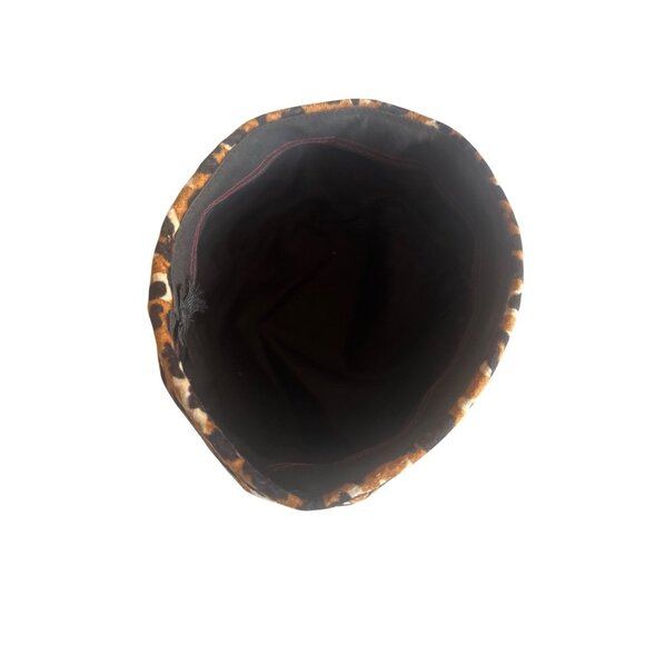 Leopard Print Velvet Hat With Black Lining & Red Stitching One size - Picture 4 of 5